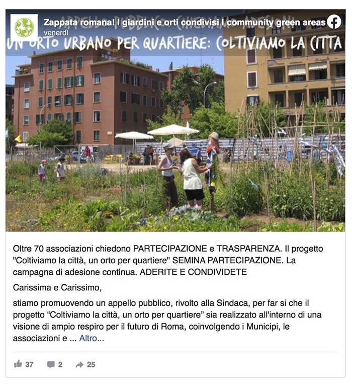 orti urbani roma foto zappata romana post facebook min