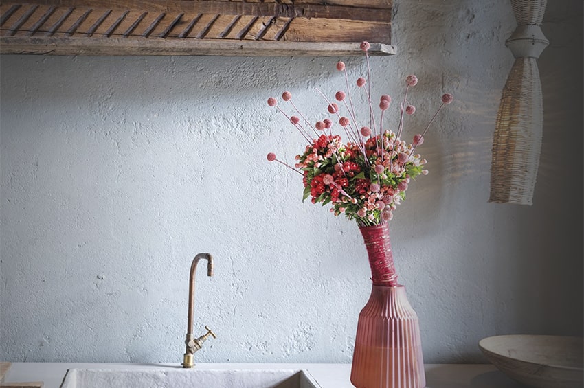 arte floreale Bouvardia Craspedia bouquet min
